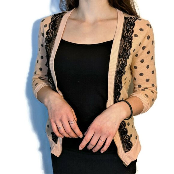 Spoiled Polka Dot Cardigan Sweater with Zipper M - Picture 2 of 11